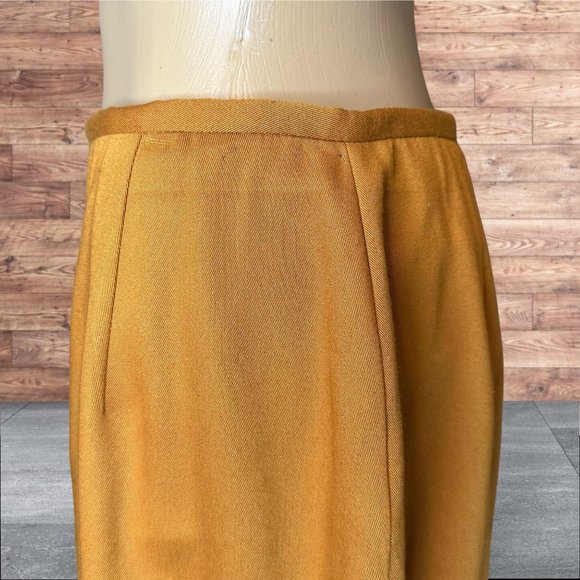 Toni Garment Pencil Skirt Size 11 Yellow Mustard Mid Rise Lined Knee Length Slit - Picture 7 of 14